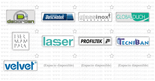 Muro con logotipos de Fabricas de Mamparas de Baño en España