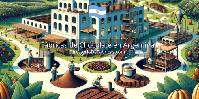 Ilustración de una fábrica de chocolate en Argentina