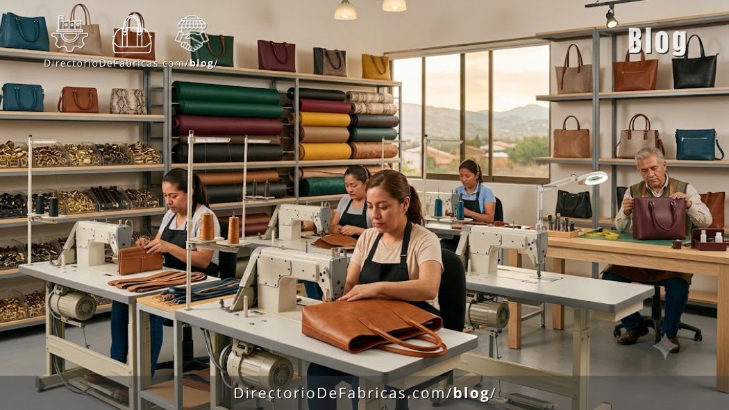 Planta de confección de marroquinería y bolsos en México con operarias especializadas en el ensamble de piel vacuna y sintéticos PU.