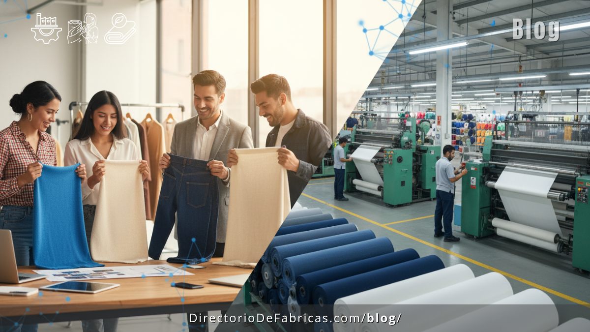 Rollos de tela industrial en una fábrica textil mexicana de alta capacidad.