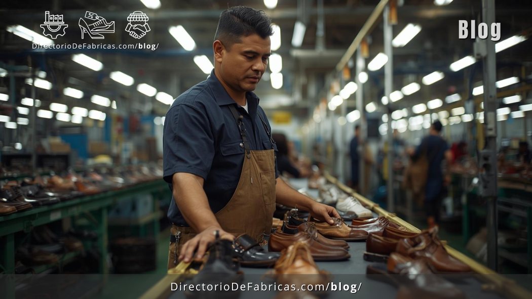Ingeniero supervisando línea de producción de calzado en León Guanajuato, mostrando proceso de inyección directa al corte y control de calidad en pieles