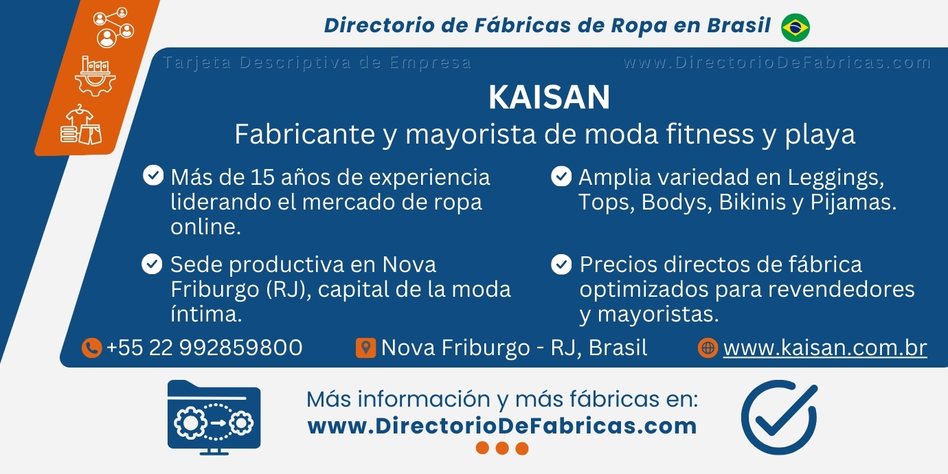 Business Card: KAISAN Moda Fitness │ Directorio De Fabricas