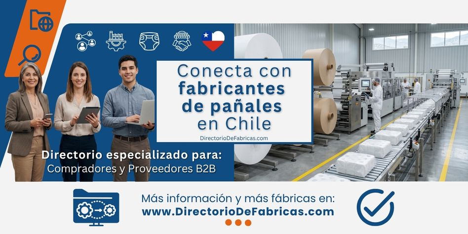 Comercializadores y gerente de adquisiones institucional de papel higiénico y una Fábrica de pañales en Chile tipo Planta industrial de conversión automatizada para pañales desechables de bebé y adultos.