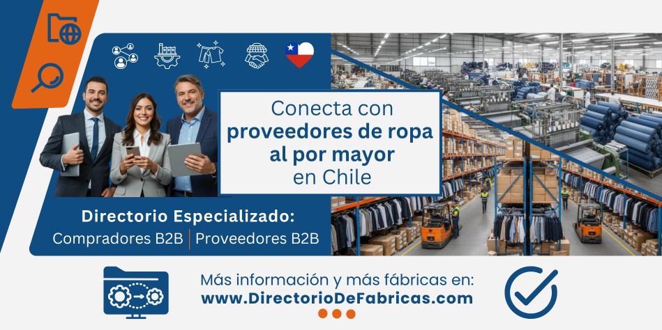 Vista combinada de una fábrica textil con maquinaria y rollos de tela, y un almacén de un proveedor de ropa al por mayor con estanterías llenas, cajas y montacargas