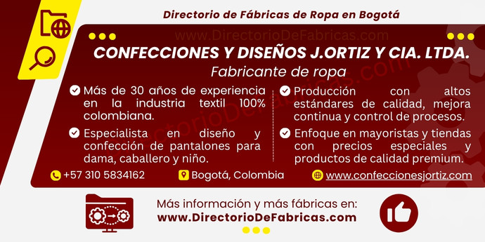 Business Card: Confecciones y Diseños J.Ortiz y CIA. LTDA. │ Directorio De Fabricas