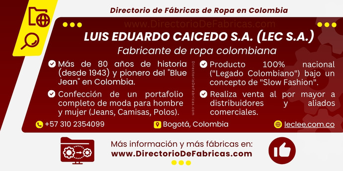 Business Card: Luis Eduardo Caicedo S.A. (Lec S.A.) │ Directorio De Fabricas