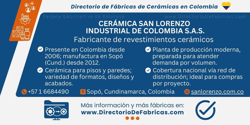 Business Card: CERÁMICA SAN LORENZO │ Directorio De Fabricas
