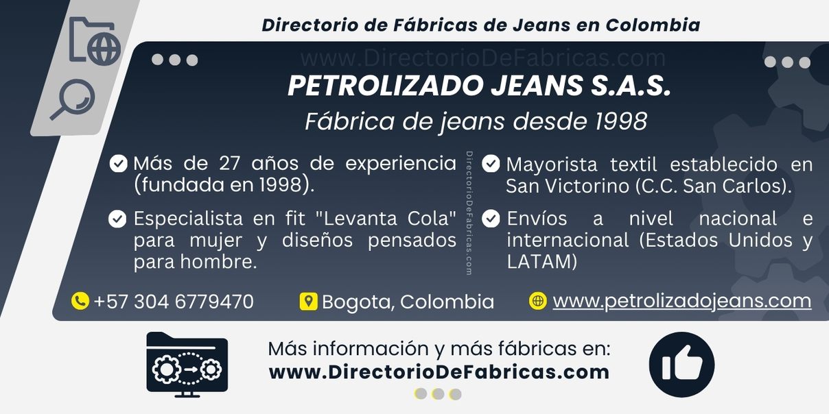 Business Card: PETROLIZADO JEANS │ Directorio De Fabricas