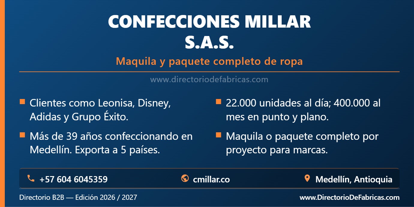 Business Card: Confecciones Millar S.A.S. │ Directorio De Fabricas