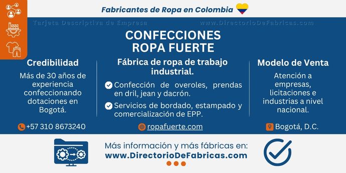 Business Card: Confecciones Ropa Fuerte │ Directorio De Fabricas
