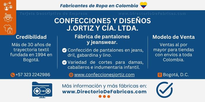 Business Card: Confecciones y Diseños J.Ortiz y Cía. LTDA. │ Directorio De Fabricas