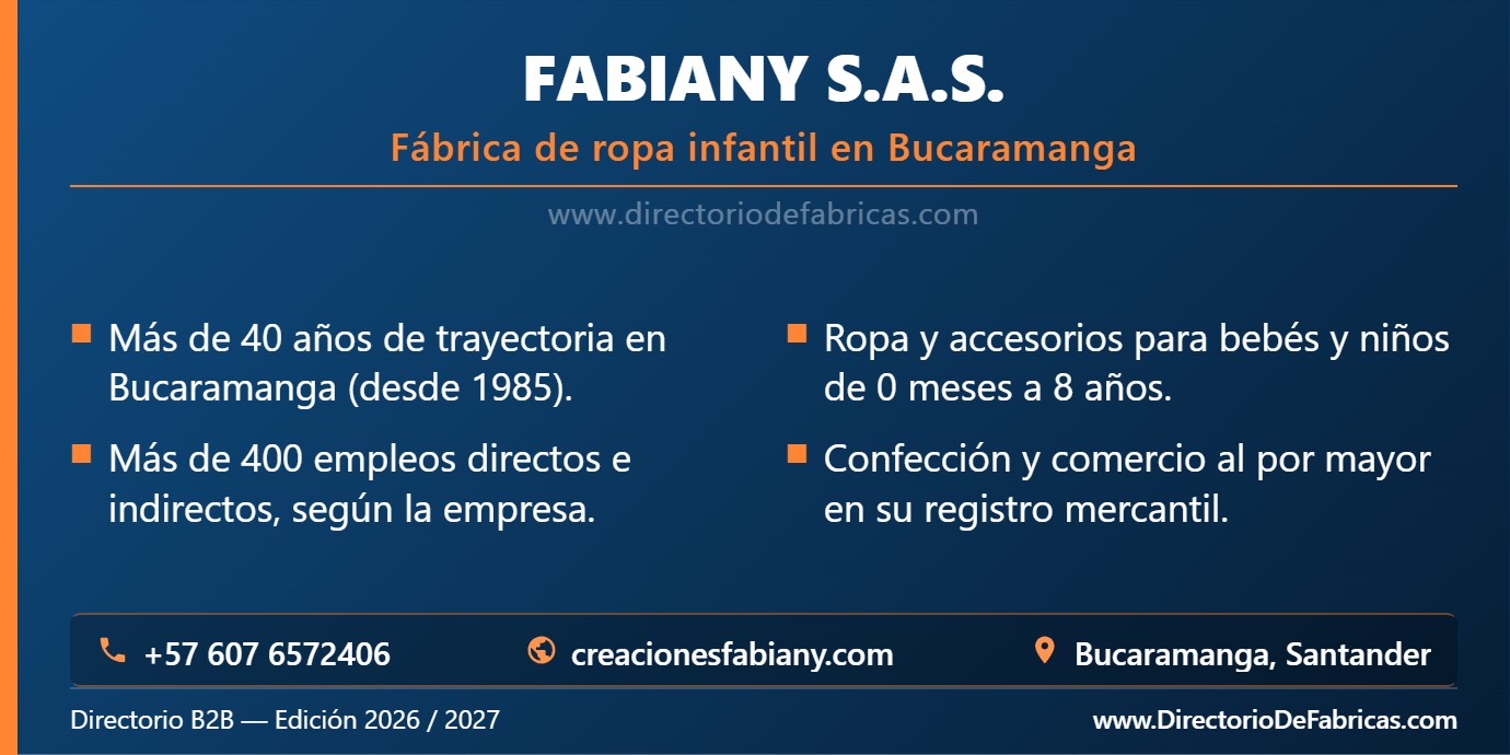 Business Card: Fabiany S.A.S. │ Directorio De Fabricas