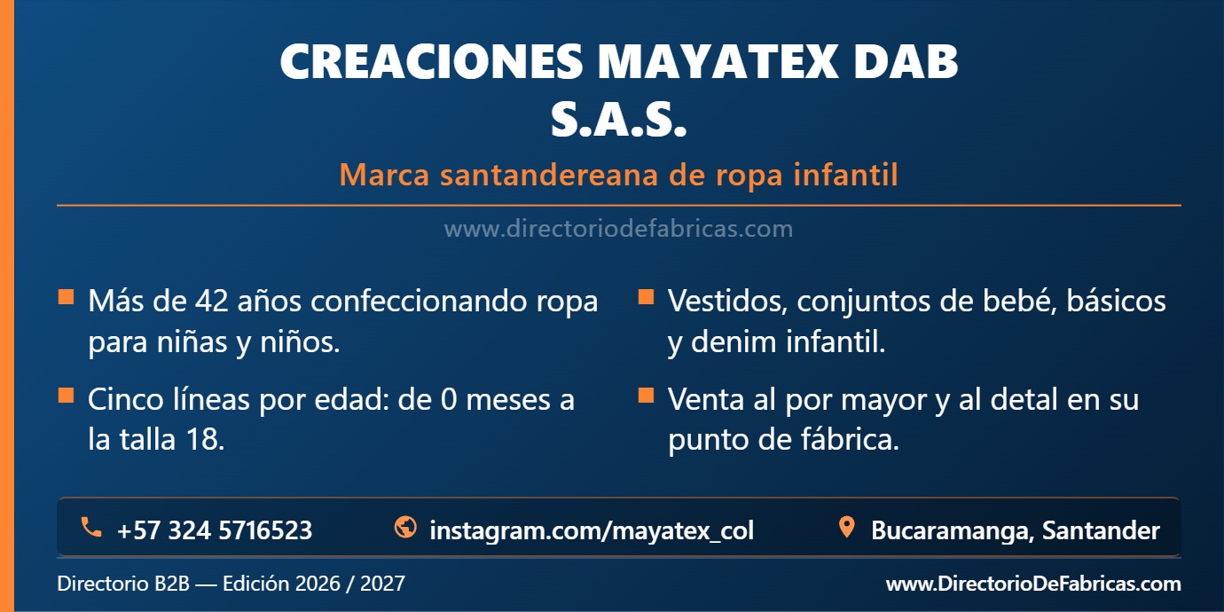 Business Card: Creaciones Mayatex DAB S.A.S. │ Directorio De Fabricas