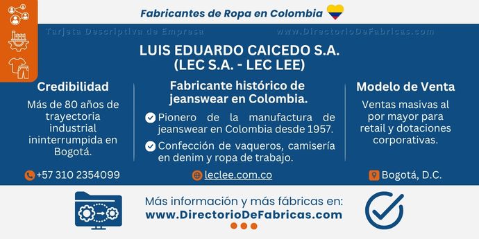 Business Card: Luis Eduardo Caicedo S.A. │ Directorio De Fabricas