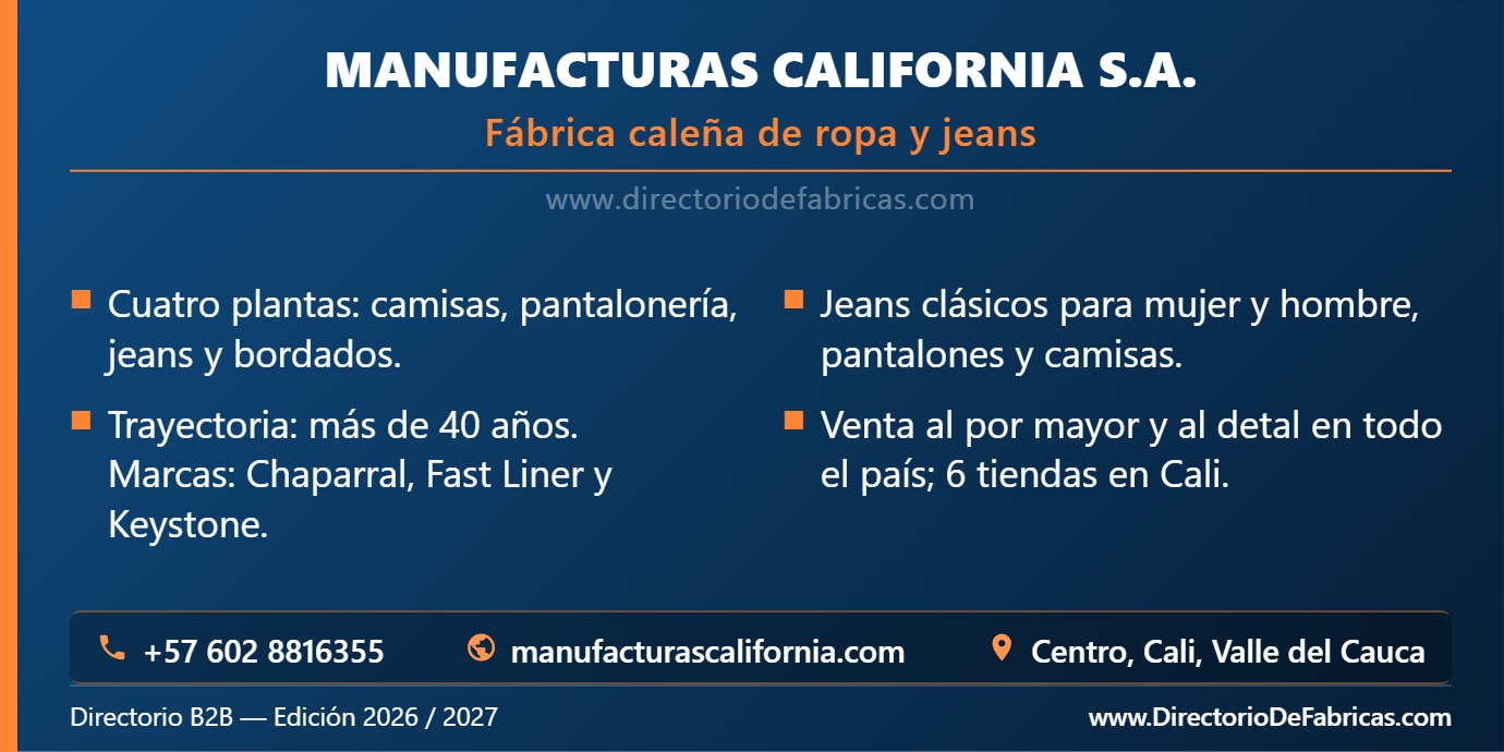 Business Card: Manufacturas California S.A. │ Directorio De Fabricas