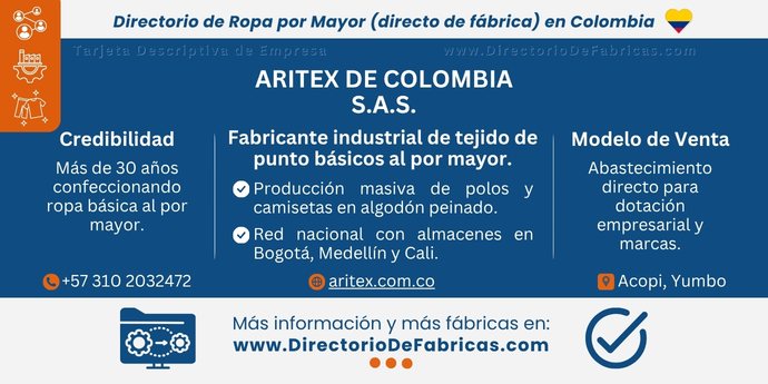 Business Card: Aritex de Colombia S.A.S. │ Directorio De Fabricas