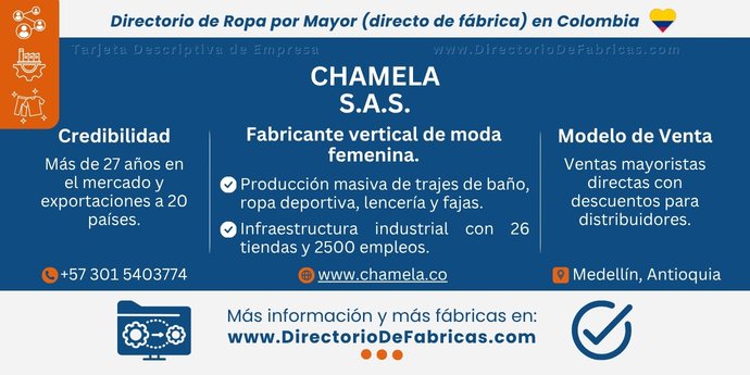 Business Card: Chamela S.A.S. │ Directorio De Fabricas