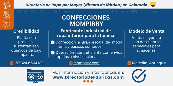 Business Card: Confecciones Mompirry │ Directorio De Fabricas