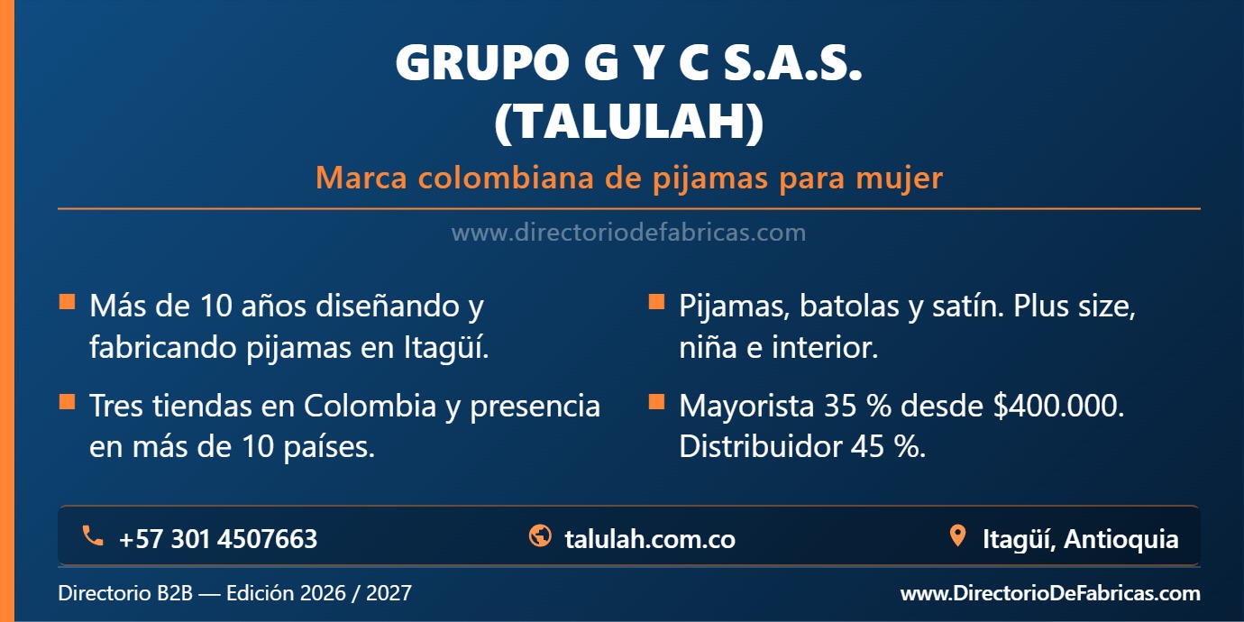 Business Card: Grupo G Y C S.A.S. (Talulah) │ Directorio De Fabricas