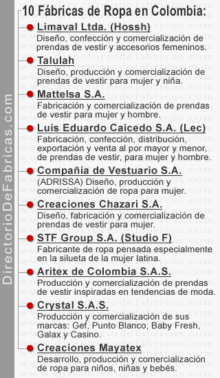 10 fábricas de ropa en Colombia