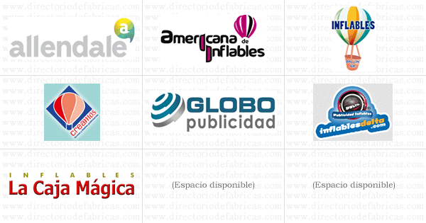Muro con logotipos de Fábricas de Inflables ubicadas en Colombia