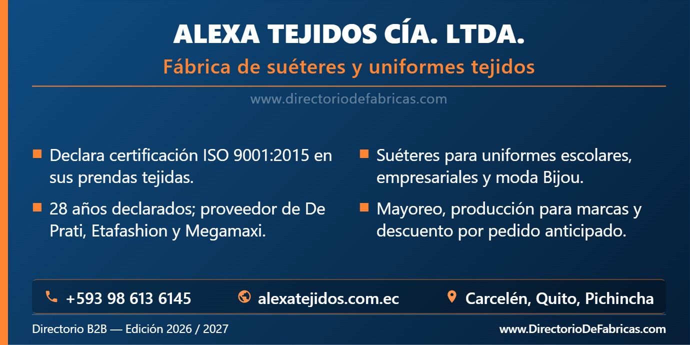 Business Card: Alexa Tejidos Cía. Ltda. │ Directorio De Fabricas