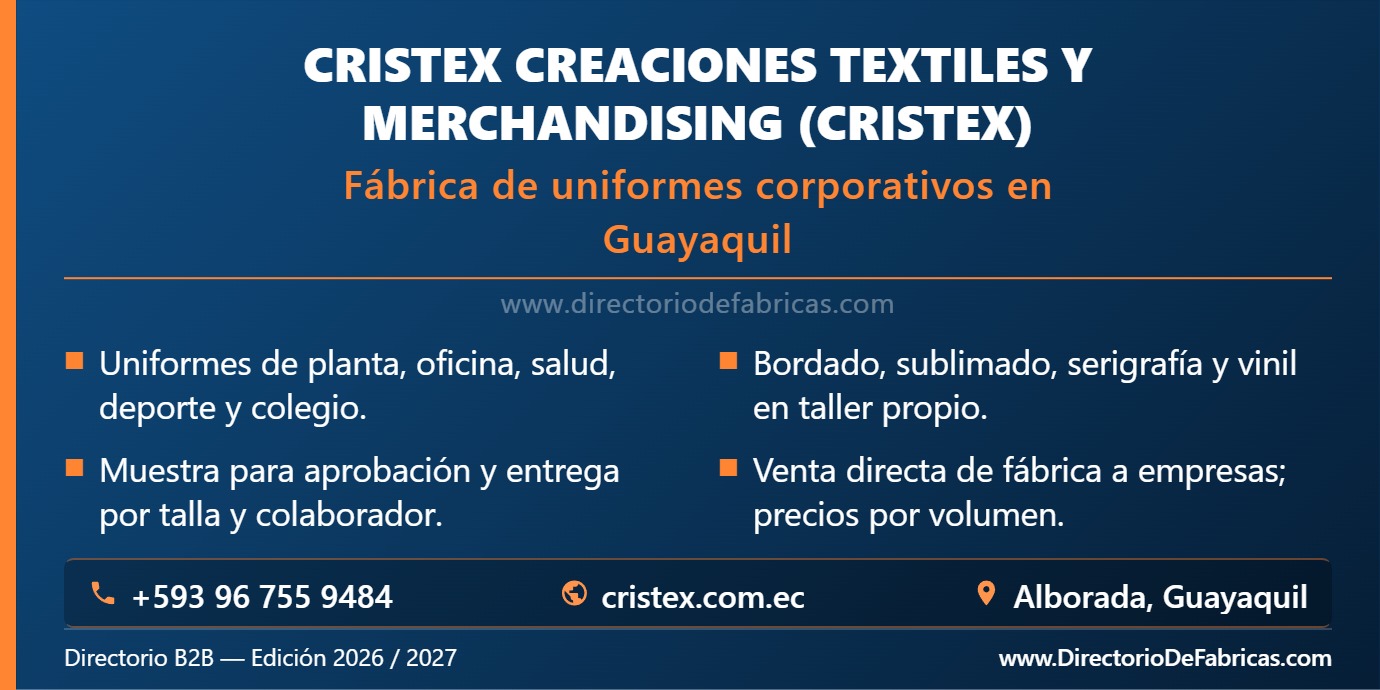Business Card: Cristex Creaciones Textiles y Merchandising (Cristex) │ Directorio De Fabricas