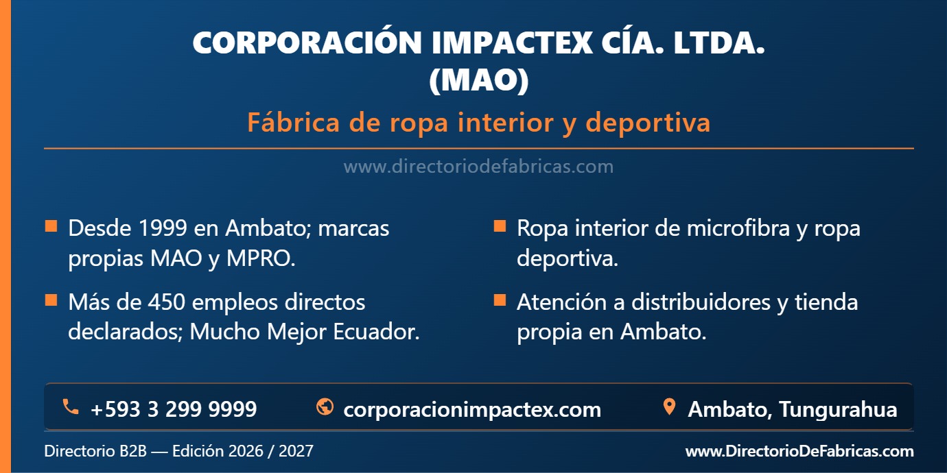 Business Card: Corporación Impactex Cía. Ltda. (MAO) │ Directorio De Fabricas