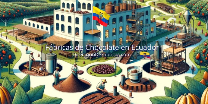 Ilustración de una fábrica de chocolate en Ecuador