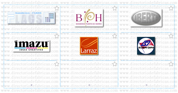 Muro con logotipos de 6 Fábricas de Banderas en España