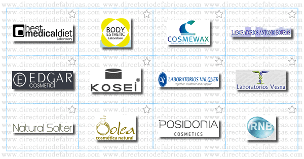 Muro con logotipos de Fabricas de Cosmeticos en España