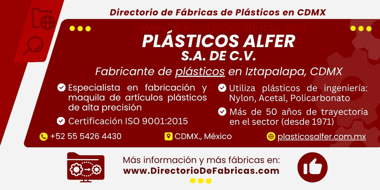Business Card: Plásticos Alfer, S.A. de C.V., Especialista en fabricación y maquila de artículos plásticos de alta precisión │ Directorio De Fabricas