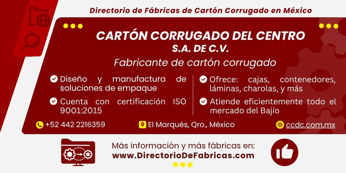 Business Card: CARTÓN CORRUGADO DEL CENTRO, S.A. DE C.V. │ Directorio De Fabricas