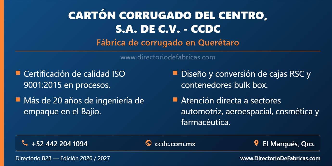 Business Card: Cartón Corrugado del Centro, S.A. de C.V. - CCDC │ Directorio De Fabricas