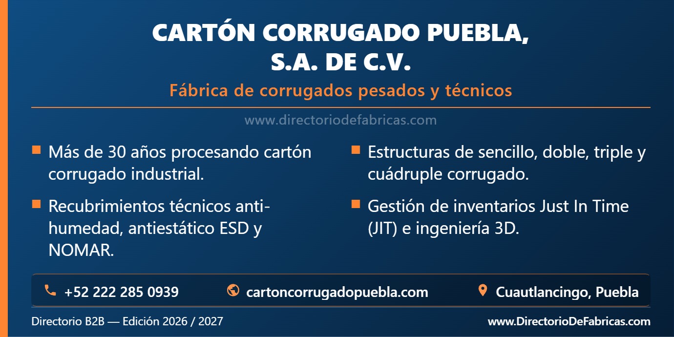 Business Card: CARTÓN CORRUGADO PUEBLA, S.A. DE C.V. │ Directorio De Fabricas