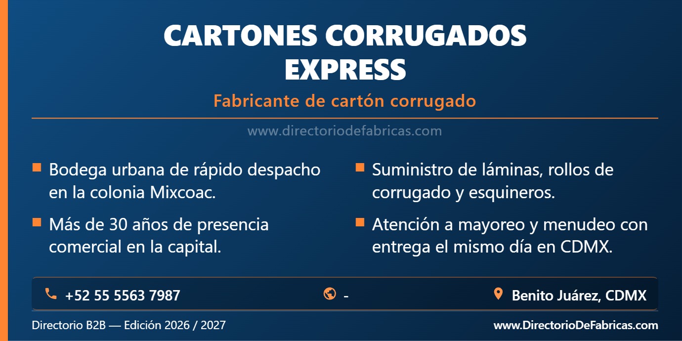Business Card: CARTONES CORRUGADOS EXPRESS │ Directorio De Fabricas