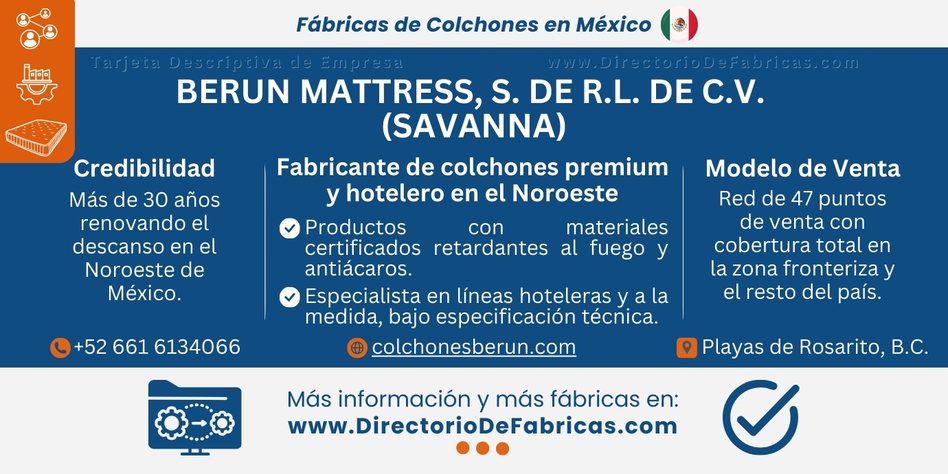 Business Card: Berun Mattress │ Directorio De Fabrica