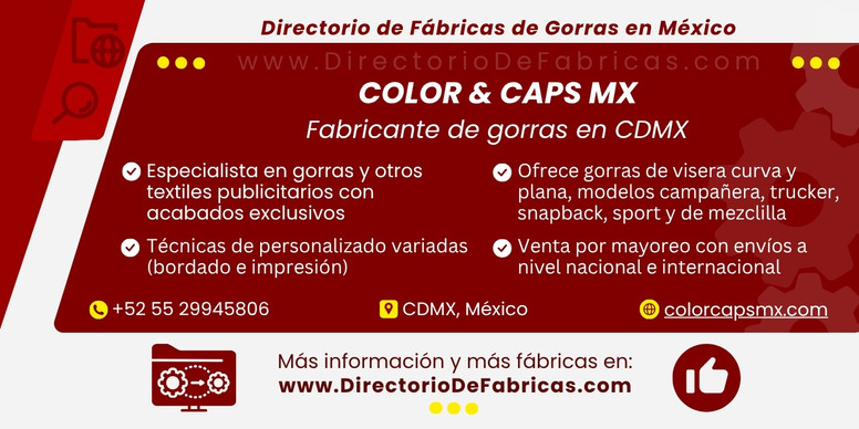 Business Card: COLOR & CAPS MX │ Directorio De Fabricas
