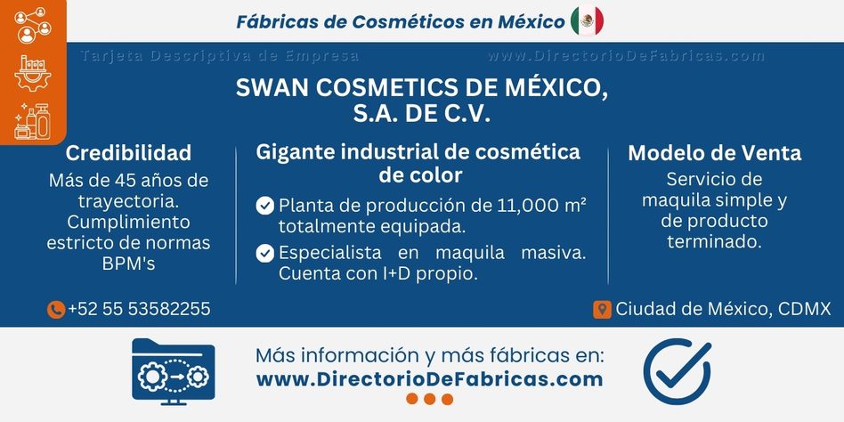 Business Card: Swan Cosmetics de México │ Directorio De Fabricas