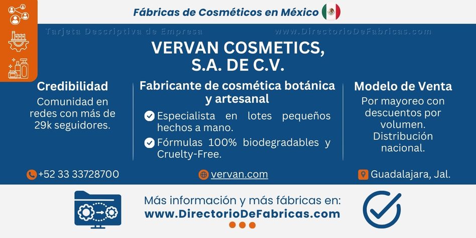 Business Card: Vervan Cosmetics │ Directorio De Fabricas