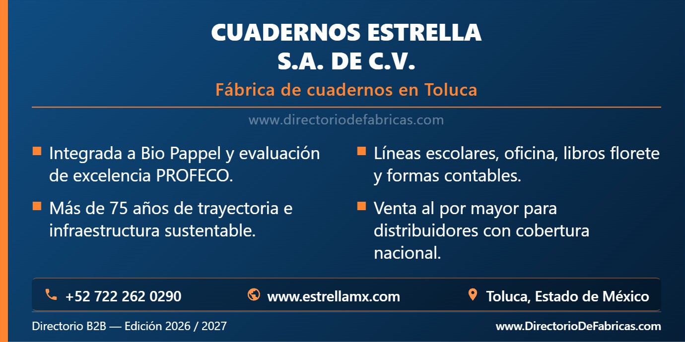 Business Card: Cuadernos Estrella │ Directorio De Fabricas