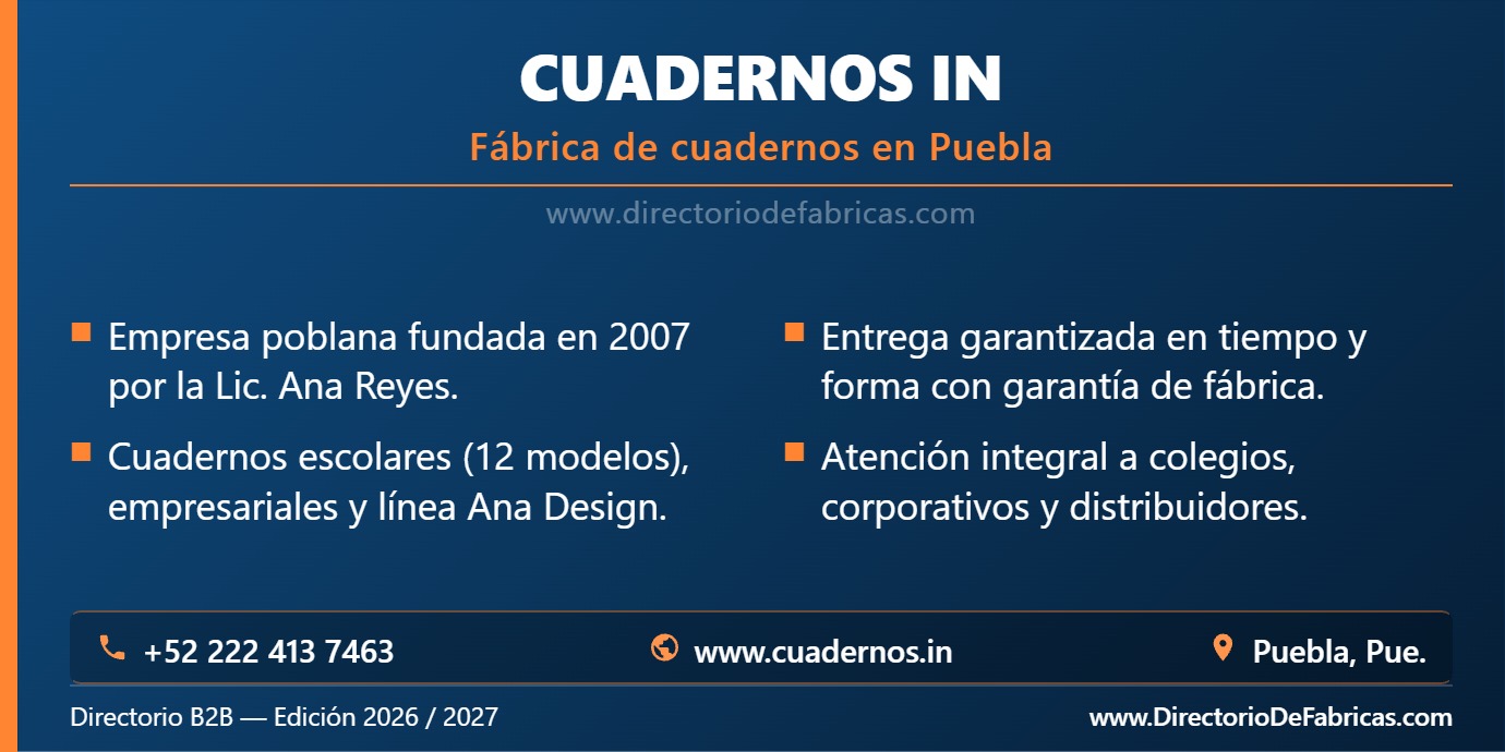 Business Card: Cuadernos In │ Directorio De Fabricas