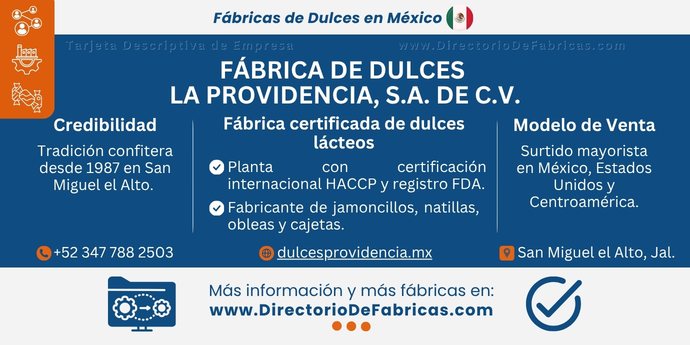 Business Card: Fábrica de Dulces La Providencia, S.A. de C.V. │ Directorio De Fabricas