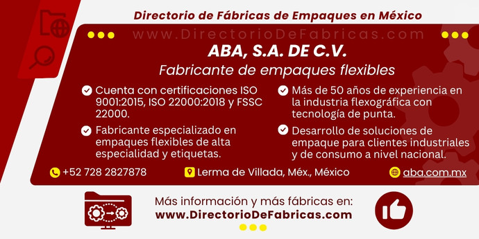 Business Card: ABA, S.A. de C.V. │ Directorio De Fabricas