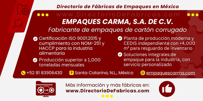 Business Card: Empaques Carma, S.A. de C.V. │ Directorio De Fabricas