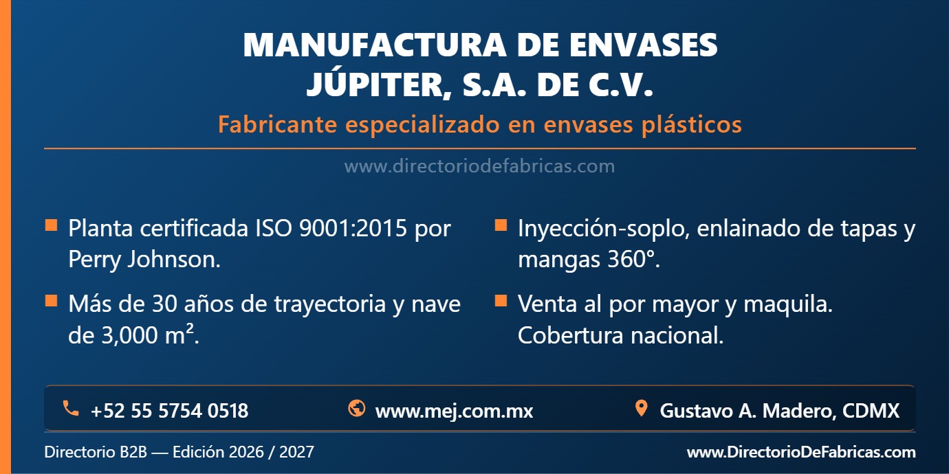 Business Card: Manufactura de Envases Júpiter, S.A. de C.V. │ Directorio De Fabricas