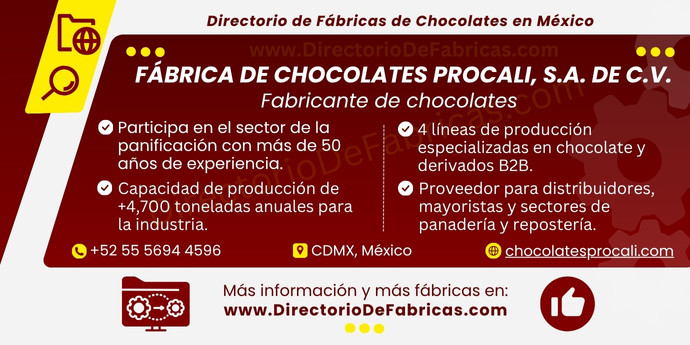 Business Card: Fábrica de Chocolates Procali, S.A. de C.V. │ Directorio De Fabricas