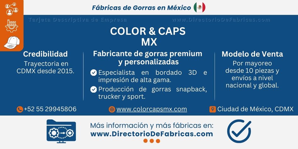 Business Card: Color & Caps MX │ Directorio De Fabricas