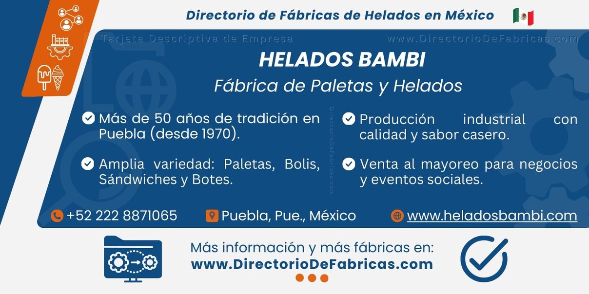 Business Card: Helados Bambi │ Directorio De Fabricas