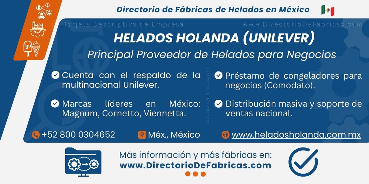 Business Card: Helados Holanda │ Directorio De Fabricas